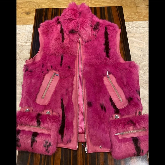 rk Jackets & Blazers - rk/Women’s /Size S/Fuschia/Pink/Black/Fur/Vest/NWOT